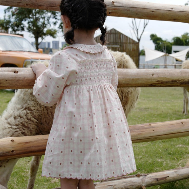 Pink Smocked & Embroidered Dress,12M to 7T.