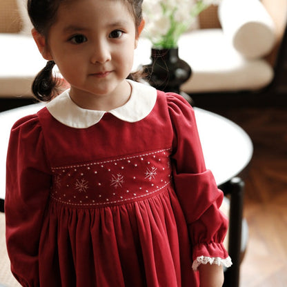 Full Sleeves Gold Red Twirling Dress,12M to 7T.