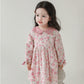 Pink Floral Dress With Embroidered Collar,12M to 6T.