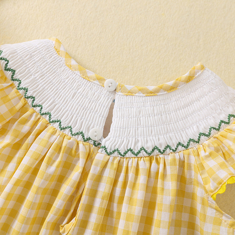 Cute Hen Embroidered Dress,12M to 5T.