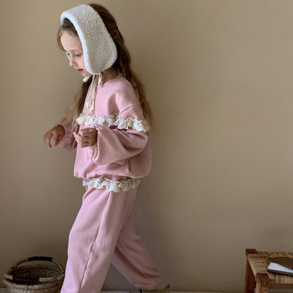 Cute Pink Sweat Shirt & Pants Set,2T to 7T.