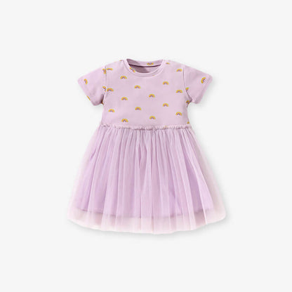 Cute Purple Rainbow Play Dress,2T to 7T.