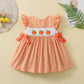Cute Pumpkin Embroidered Dresses,12M to 5T.