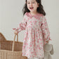 Pink Floral Dress With Embroidered Collar,12M to 6T.