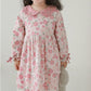 Pink Floral Dress With Embroidered Collar,12M to 6T.