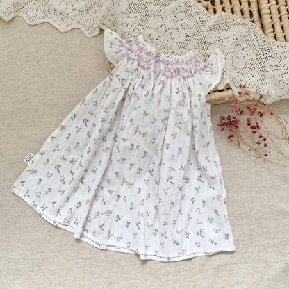 Cute Smocked Bishops,White/Floral,2T to 6T.