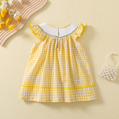 Cute Hen Embroidered Dress,12M to 5T.
