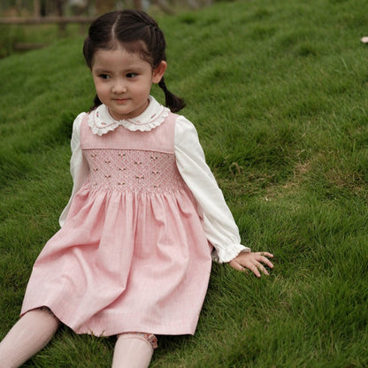 Hand Smocked Dress & White Shirt Combo,12M to 6T.