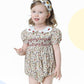 Gorgeous Vintage Print Hand Smocked Dress & Romper,12M to 6T.