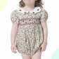 Gorgeous Vintage Print Hand Smocked Dress & Romper,12M to 6T.