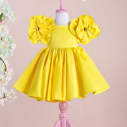 Adorable Flower Sleeves Dress,White/Pink/Purple,12M to 6T.
