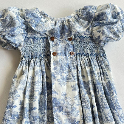 Toile de Jouy Blue Siblings Set,6M to 8T.