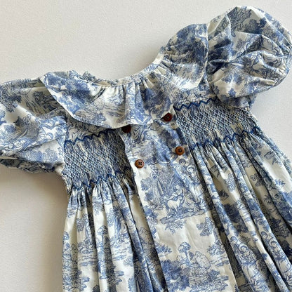 Toile de Jouy Blue Siblings Set,6M to 8T.