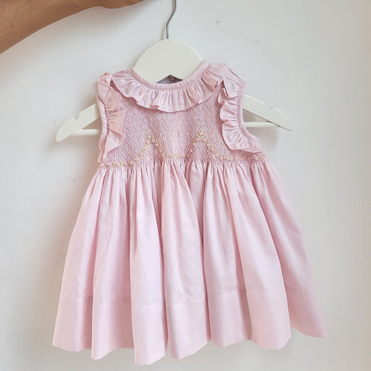 Rose Petal Pink Hand-Smocked Dress,6M–8T
