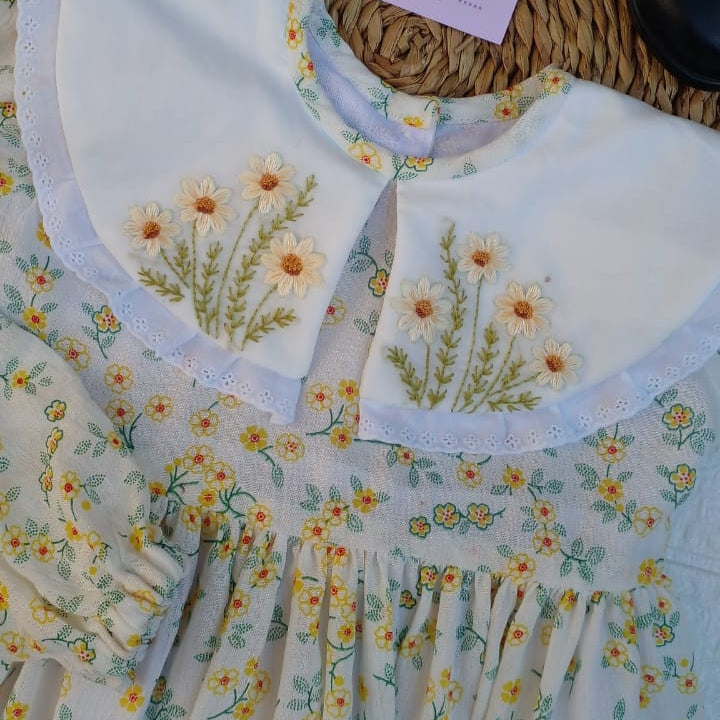 Daisy Meadow Hand Embroidered Dress,6M - 8T