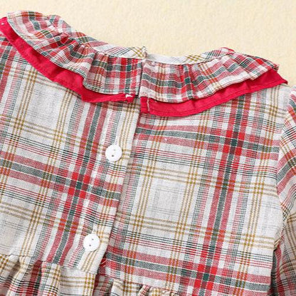 Festive Plaid Christmas Embroidered Dress,12M to 5T