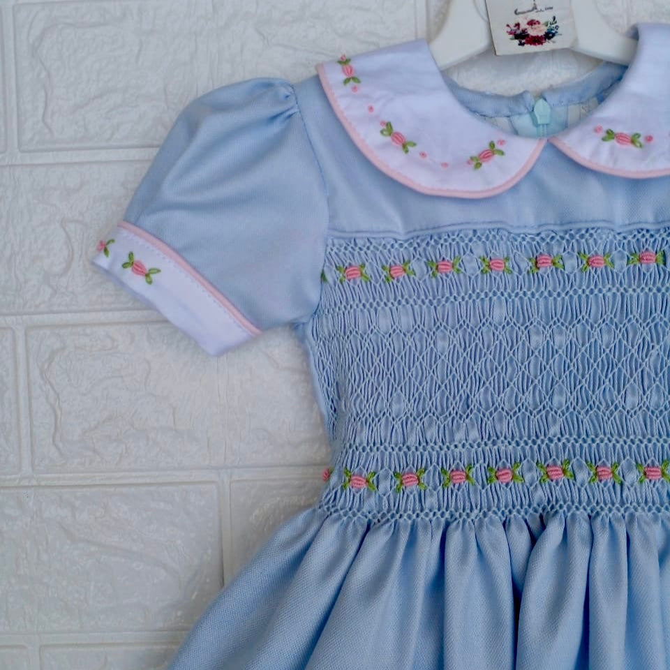 Ethereal Blue Hand-Smocked Dress,12M to 6T.