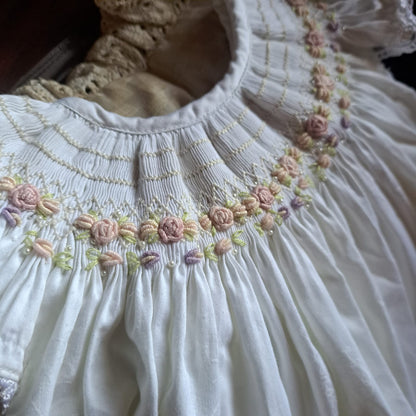 Hand-Smocked & Embroidered Bishop with Bullion Roses, 6M–10T