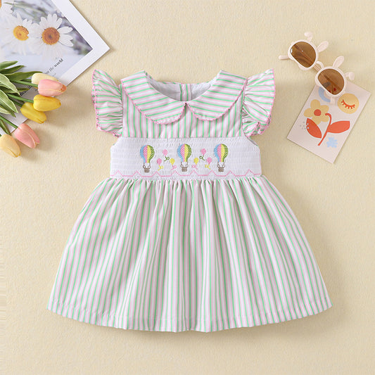 Air Balloon Embroidered Dress,12M to 5T.