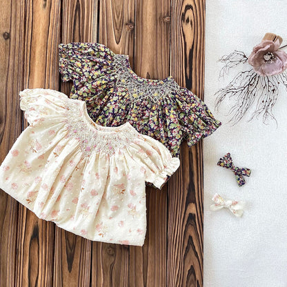 Hand-Smocked Floral Bishop Dress | Pre-Order | Sizes 12M–6T