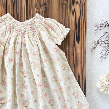 Hand-Smocked Floral Bishop Dress | Pre-Order | Sizes 12M–6T