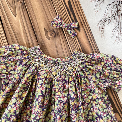Hand-Smocked Floral Bishop Dress | Pre-Order | Sizes 12M–6T