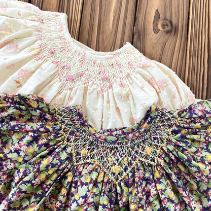 Hand-Smocked Floral Bishop Dress | Pre-Order | Sizes 12M–6T