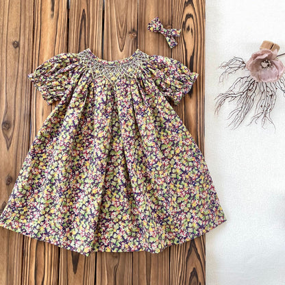 Hand-Smocked Floral Bishop Dress | Pre-Order | Sizes 12M–6T