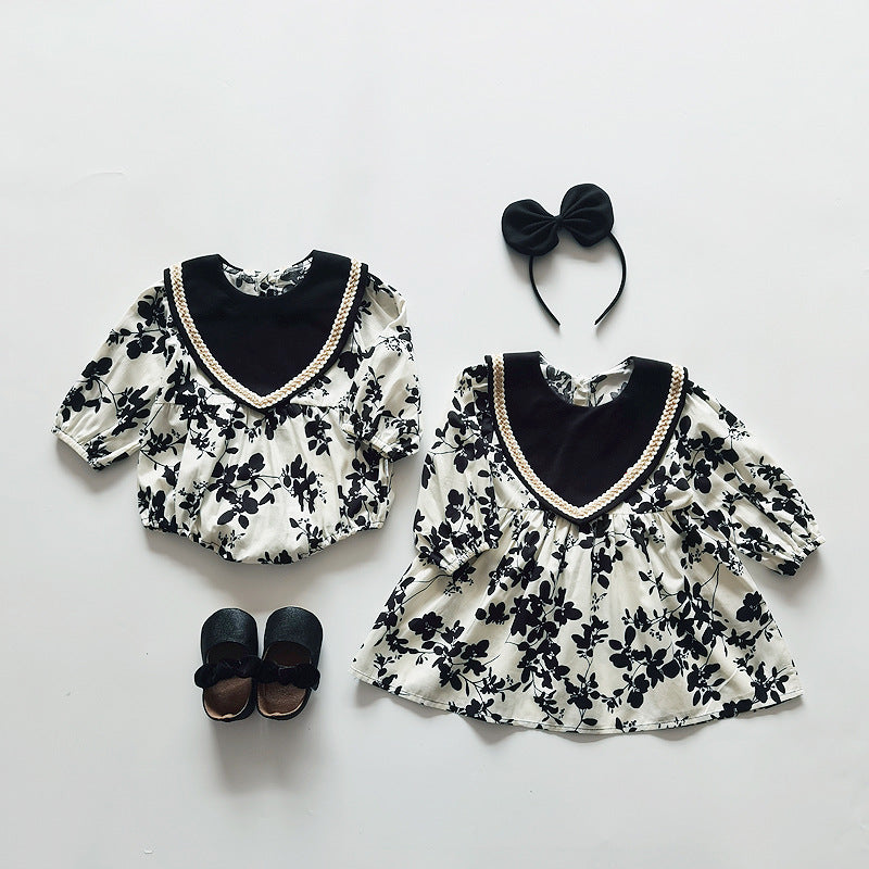 Black & White Printed Dress & Romper,6M to 5T.