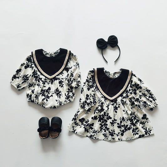 Black & White Printed Dress & Romper,6M to 5T.