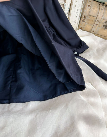 Navy Blue Carriage Embroidered Fall Dress,2T-7T