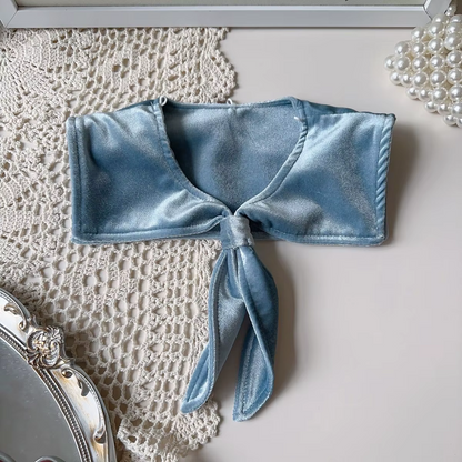 Chic Blue Tweed Coat Set for Girls,2T–7T