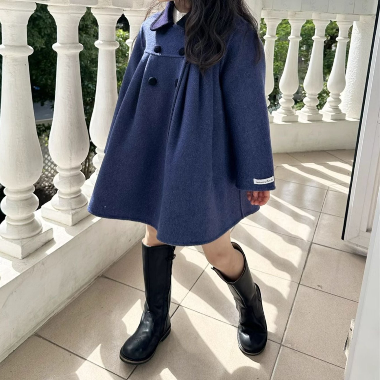 Elegant Double-Breasted Coat- 100% Pure Wool,2T to 5T