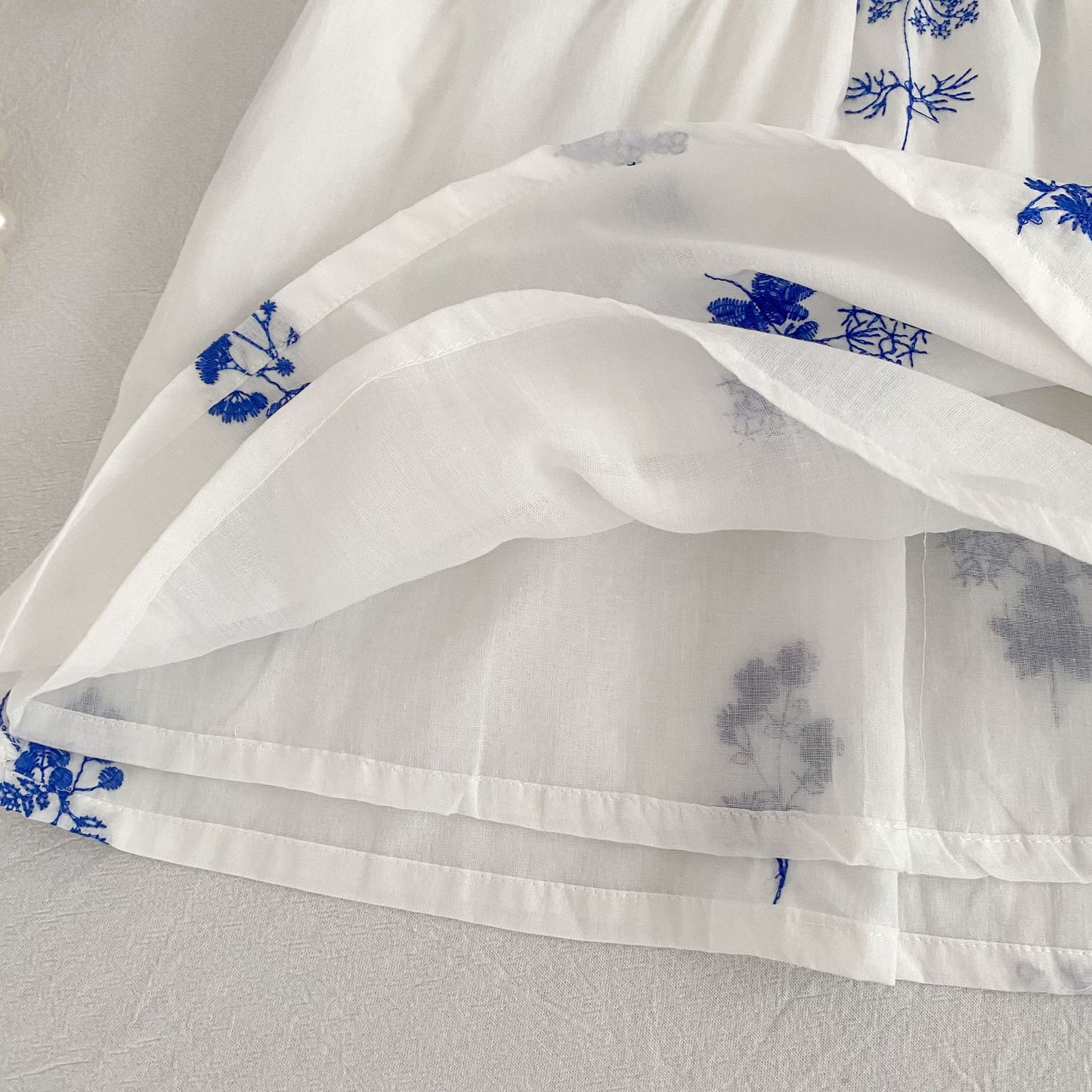 Blue Blossom Embroidered Dress & Romper,3M - 6T.