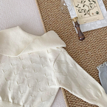 Hand-Embroidered Cotton Bow Sweaters,6M to 5T.
