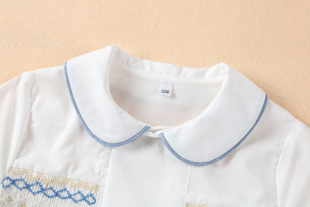 Blue & White Hand Smocked Boys Set,6M to 5T.