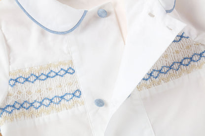 Blue & White Hand Smocked Boys Set,6M to 5T.