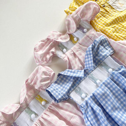 Bunny Tail Smocked Dress & Onesie,3M to 8T.