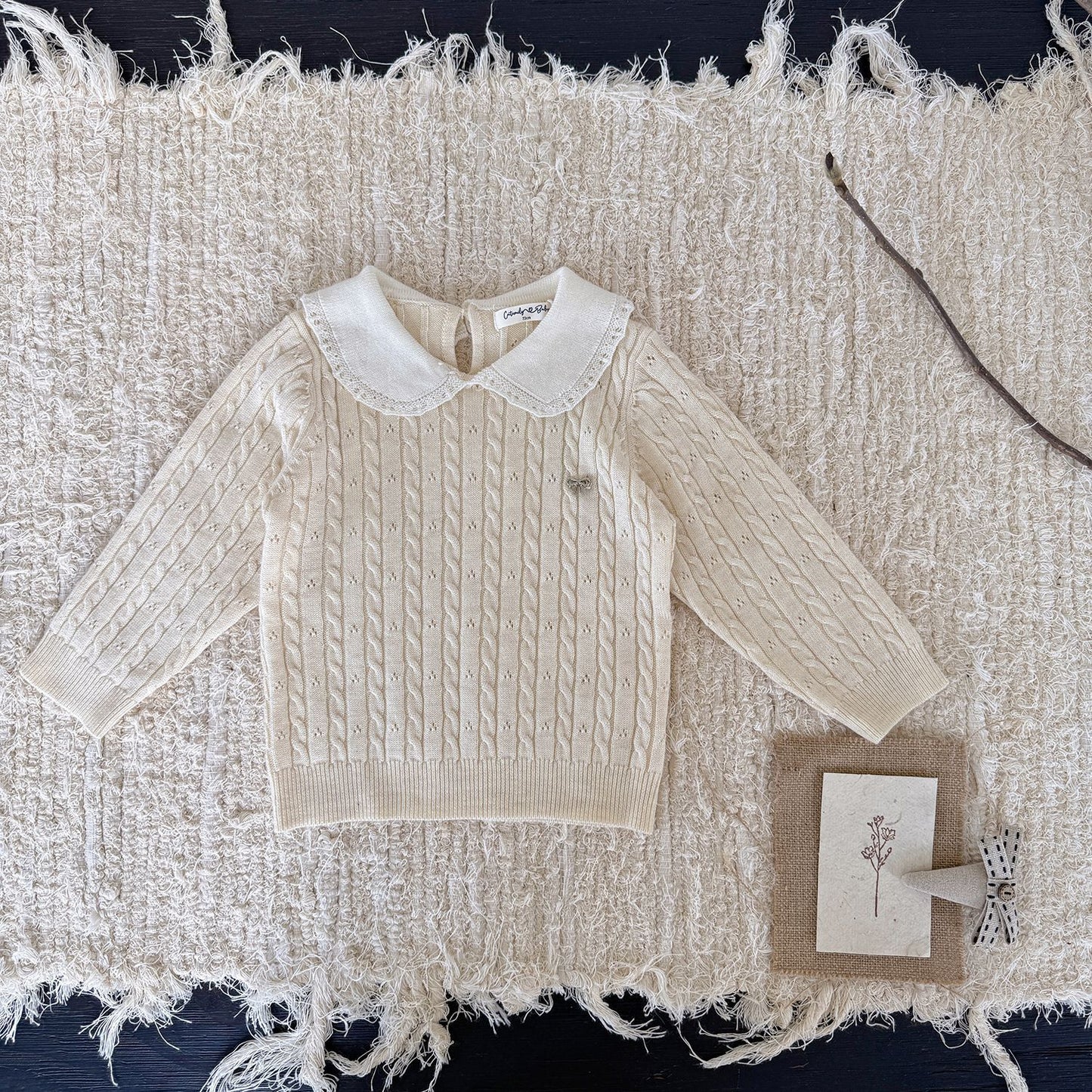 Charming Wool Baby Cardigan,Grey/Apricot, 6M-4T.
