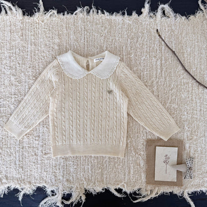 Charming Wool Baby Cardigan,Grey/Apricot, 6M-4T.