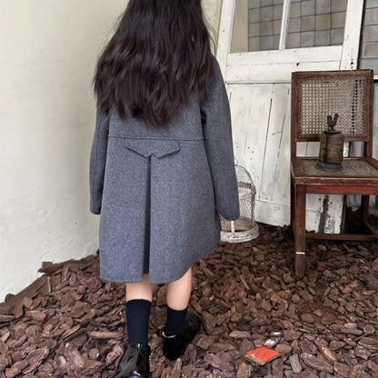 Classic Wool Double-Breasted Coat,2T to 8T