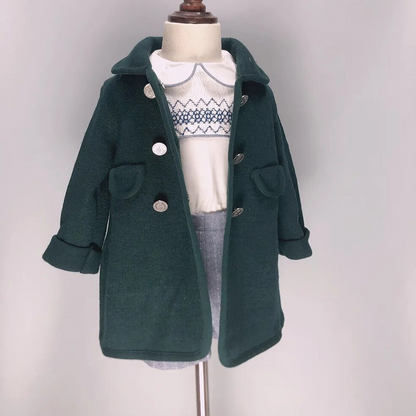 Pure Wool Unisex Coat, Red/Green, 12M to 10T.