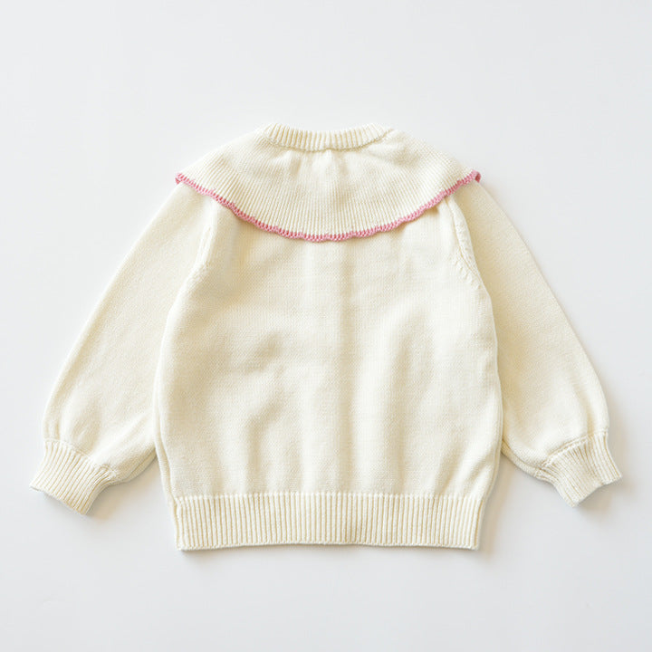 Blossom Charm Hand-Crocheted Sweater,3T to 7T.