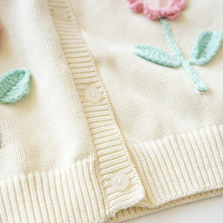 Blossom Charm Hand-Crocheted Sweater,3T to 7T.