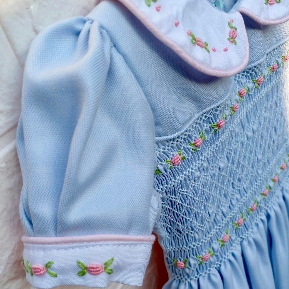 Ethereal Blue Hand-Smocked Dress,12M to 6T.