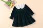 Gold Velvet Embroidered Dress,Red/Green,12M to 8T.