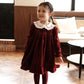 Gold Velvet Embroidered Dress,Red/Green,12M to 8T.