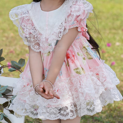 Beautiful Floral Spanish Style Dress,12M to 6T.