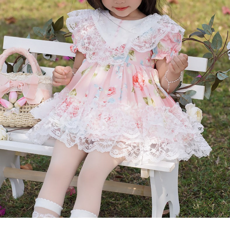 Beautiful Floral Spanish Style Dress,12M to 6T.