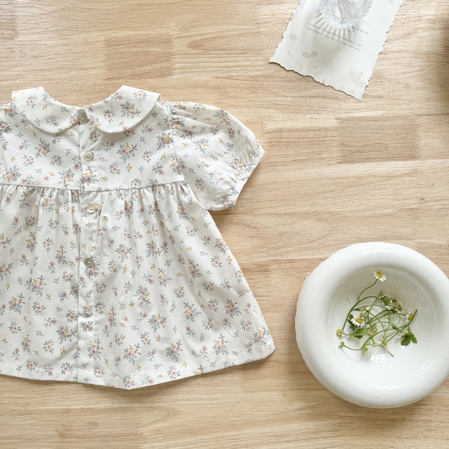 Vintage Floral Cotton Top & Denim Shorts Set (2T–6T)